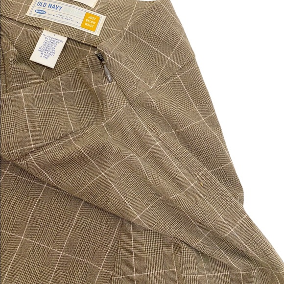 Old Navy Brown Checkered Plaid Flair Skirt With Pink Lace Hem, Juniors Size 1 - Picture 5 of 10